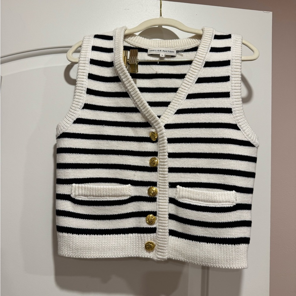 English Factory Monochrome Striped Knit Top